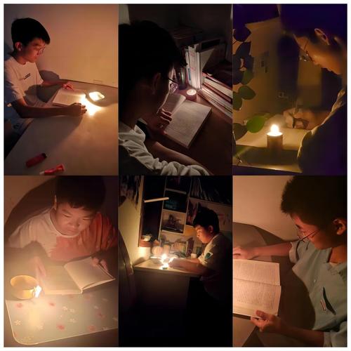 4学生在自己制作的油灯下阅读